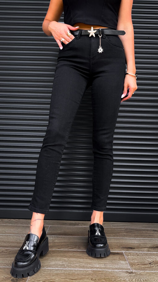 Ekstra elastyczne spodnie jeansowe rurki PUSH UP efekt -5 kg BLACK JEANS - S327