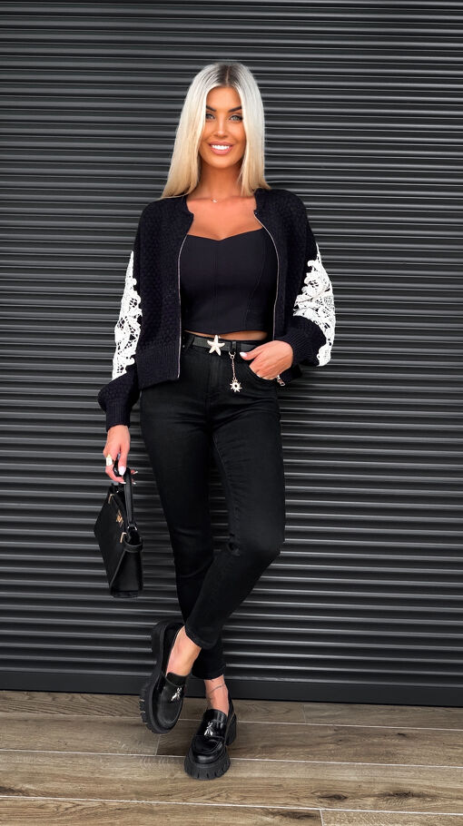 Ekstra elastyczne spodnie jeansowe rurki PUSH UP efekt -5 kg BLACK JEANS - S327