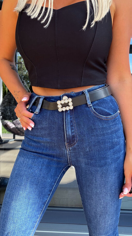 Super elastyczne spodnie jeansowe rurki PUSH UP blue denim - S259