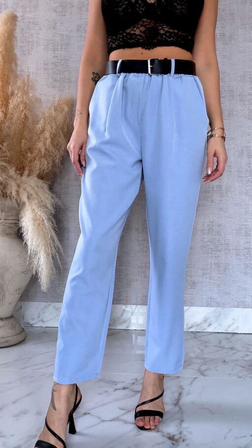 Elegancki wiosenny komplet BLUE żakiet + spodnie ONE SIZE - R675A