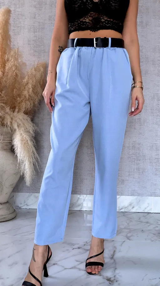 Elegancki wiosenny komplet BLUE żakiet + spodnie ONE SIZE - R675A