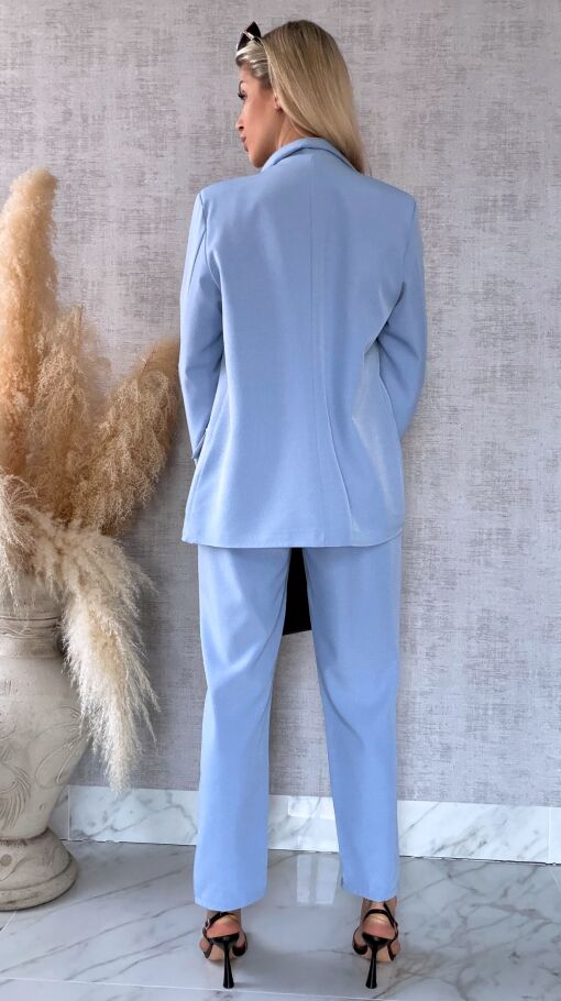 Elegancki wiosenny komplet BLUE żakiet + spodnie ONE SIZE - R675A