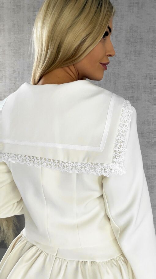Elegancki komplet ecru MARYNARKA + spódnico spodenki - R393C