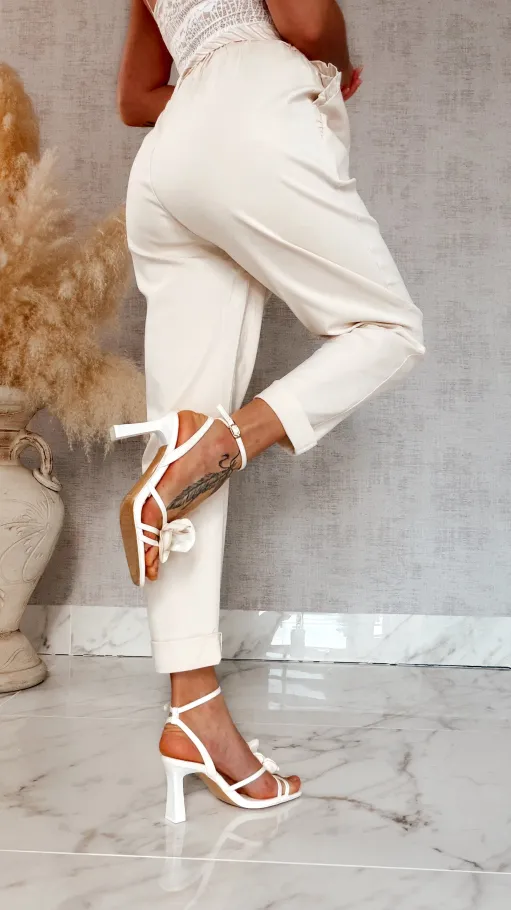 Wiosenne spodnie cygaretki w kolorze ecru ONE SIZE - R840