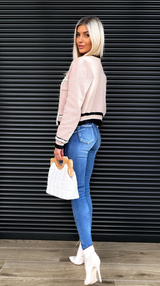 Wyjątkowe elastyczne spodnie jeansowe rurki PUSH UP blue jeans - S419