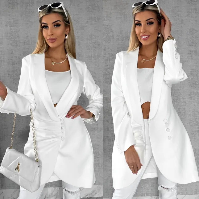 Sukienko marynarka z guzikami WHITE - R491