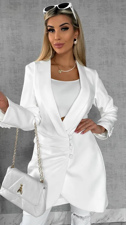 Sukienko marynarka z guzikami WHITE - R491