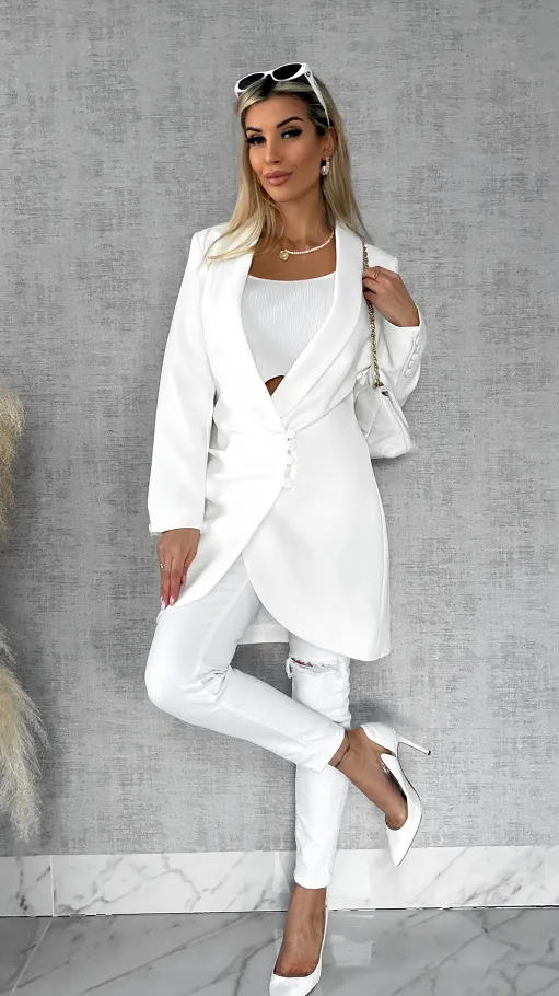 Sukienko marynarka z guzikami WHITE - R491