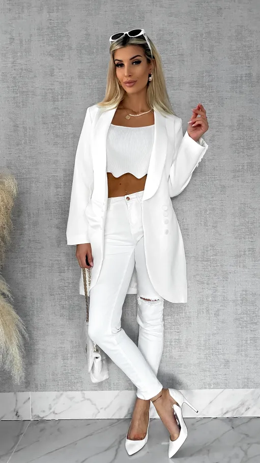 Sukienko marynarka z guzikami WHITE - R491