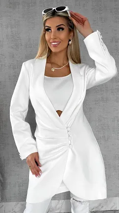 Sukienko marynarka z guzikami WHITE - R491