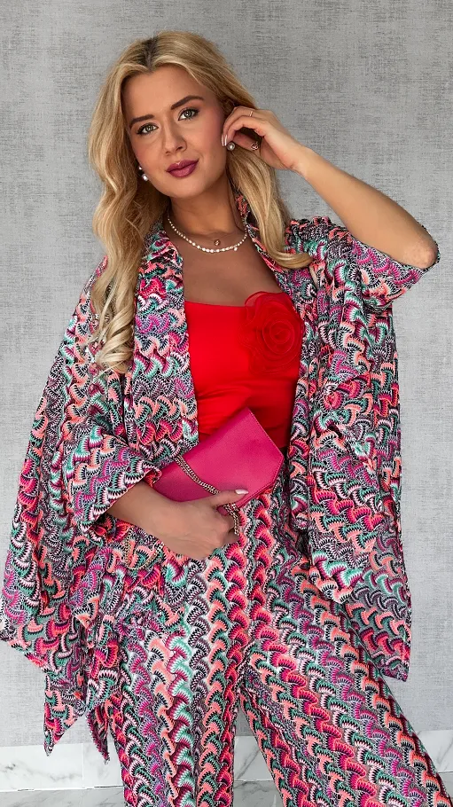 Oryginalny ażurowy komplet w odcieniach różu ONE SIZE - P699