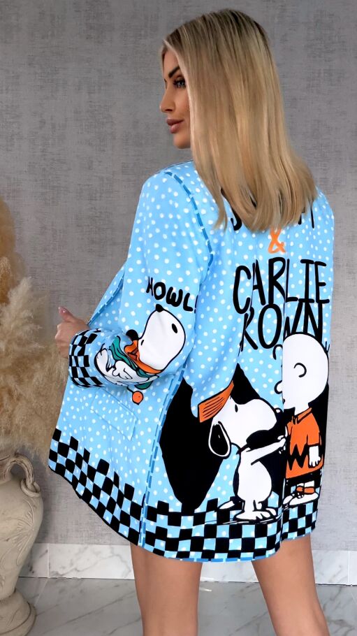 Oryginalna marynarka w grochy z bajkowym motywem OVERSIZE blue - R942