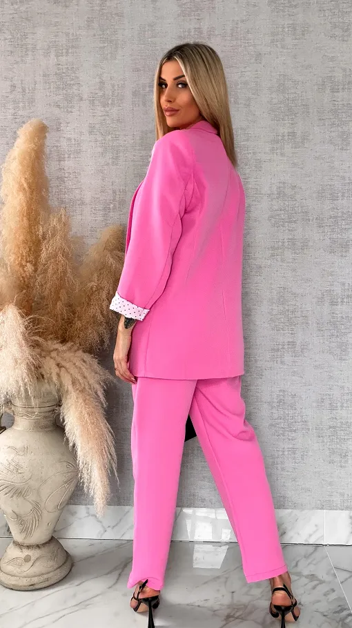 Elegancka wiosenna marynarka z podszewką w groszki PINK one size - R670C