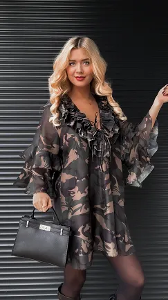 Świetna MORO sukienka w jesiennym klimacie ONE SIZE - R154