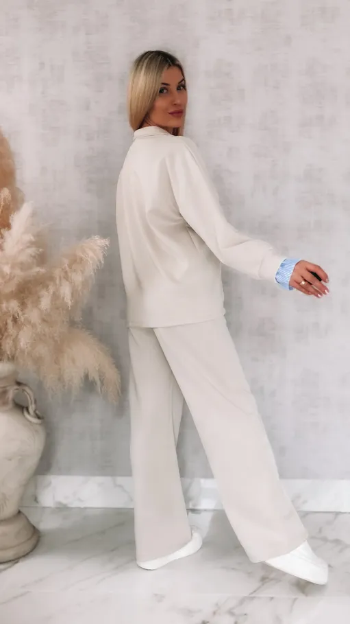 Oryginalny komplet dresowy z wstawkami z koszuli w paski ONE SIZE - R956