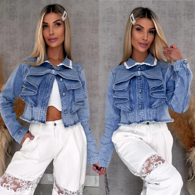 Oryginalna elastyczna katana jeansowa z kokardą ONE SIZE - R741