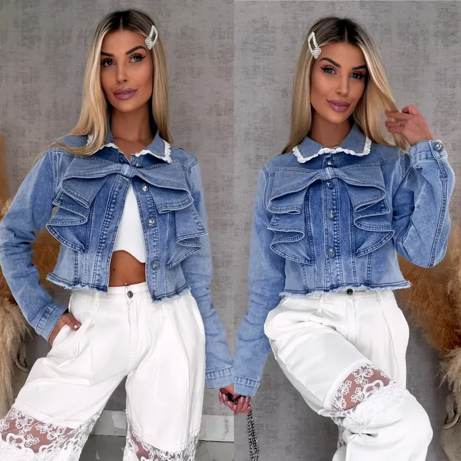 Oryginalna elastyczna katana jeansowa z kokardą ONE SIZE - R741