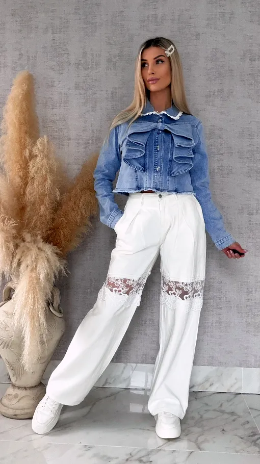 Oryginalna elastyczna katana jeansowa z kokardą ONE SIZE - R741