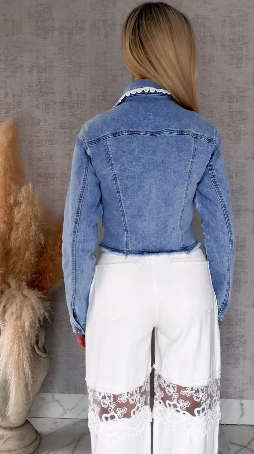 Oryginalna elastyczna katana jeansowa z kokardą ONE SIZE - R741