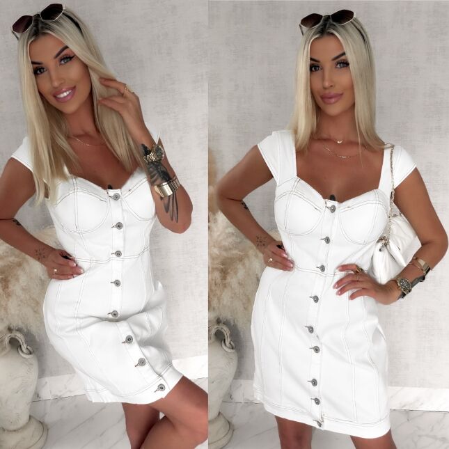 Super elastyczna jeansowa sukienka WHITE JEANS - S028
