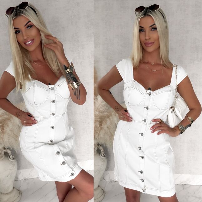 Super elastyczna jeansowa sukienka WHITE JEANS - S028