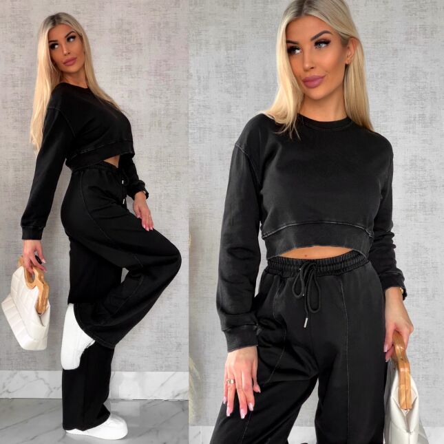 Wiosenny bawełniany komplet DRES czarny - R498