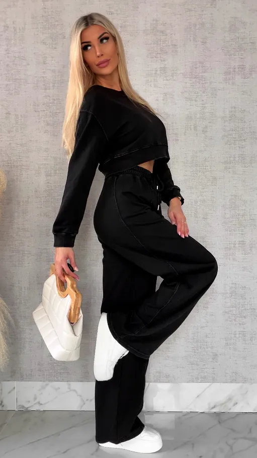 Wiosenny bawełniany komplet DRES czarny - R498