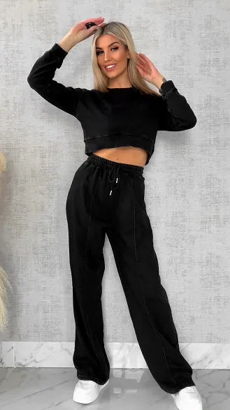 Wiosenny bawełniany komplet DRES czarny - R498