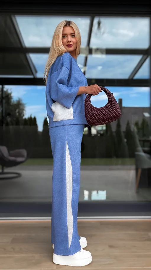 Niebieska luźna bluza z rękawem 3/4 ONE SIZE - R111A