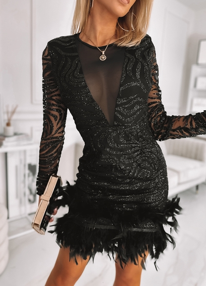 Stylowa sukienka z brokatem BLACK - L318