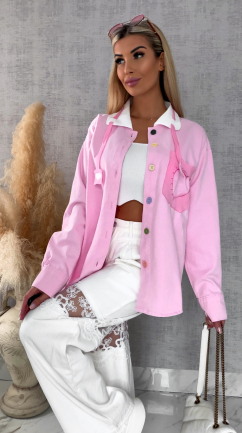 Różowa katana jeansowa HEART one size - R604B