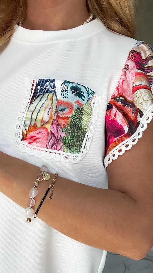 Letni komplet w kolorowe ptaki bluzka + długa spódnica ONE SIZE - P630