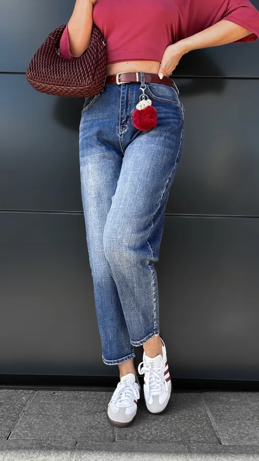 Cudowne elastyczne spodnie jeansowe z paskiem BALLOON JEANS blue - P999
