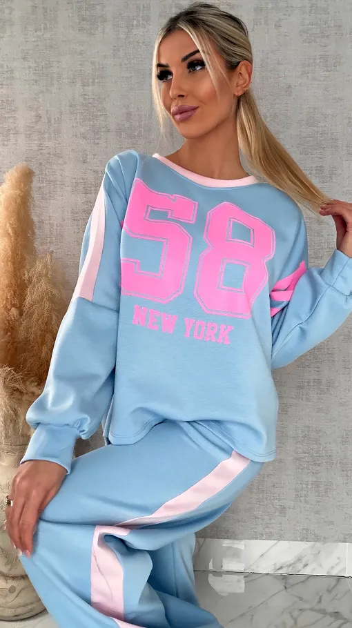 Niebieski komplet dresowy NEW YORK one size - R669B