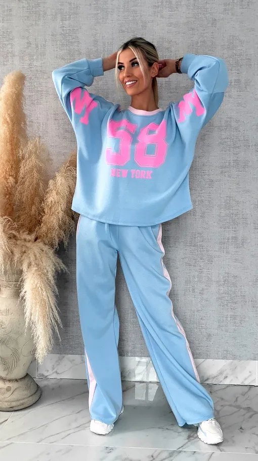 Niebieski komplet dresowy NEW YORK one size - R669B