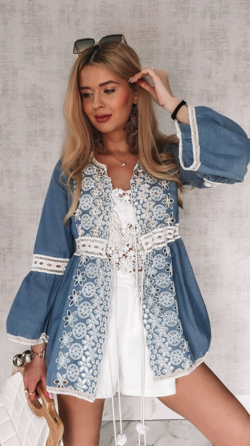 Bluzka wiązana w stylu boho z bawełny ONE SIZE - R999