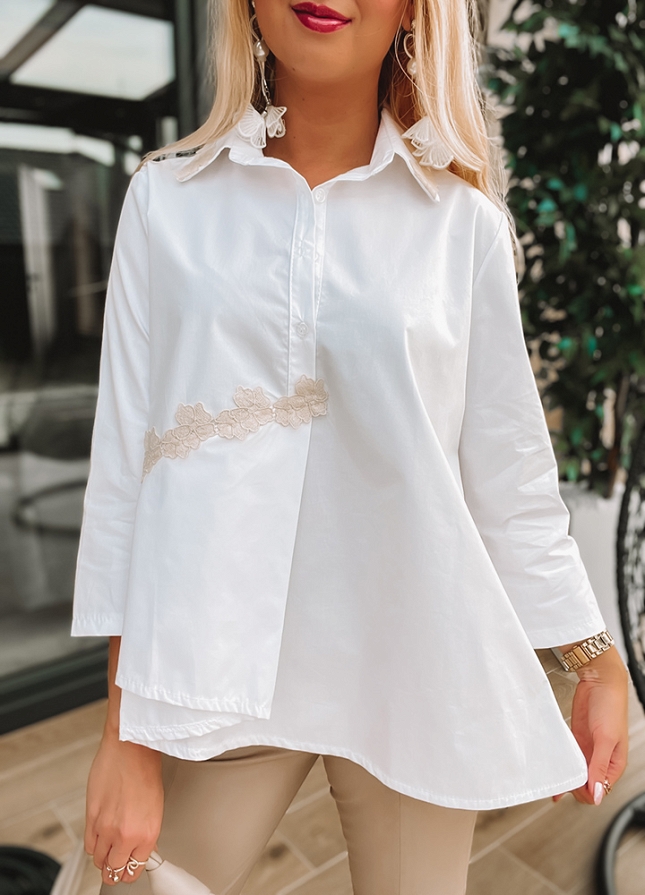 Elegancka biała bluzka KORONKA - K361