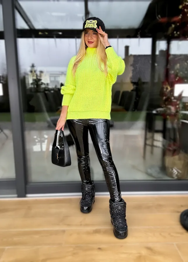 Klasyczny sweter OVERSIZE z golfem NEON - M461C