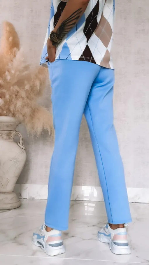 Modny wiosenny komplet dresowy z bluzą w romby ONE SIZE - R902