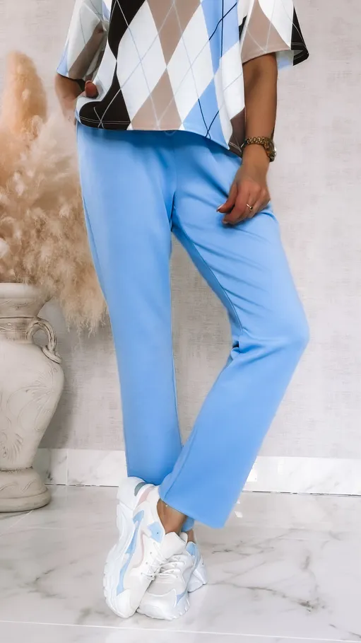 Modny wiosenny komplet dresowy z bluzą w romby ONE SIZE - R902