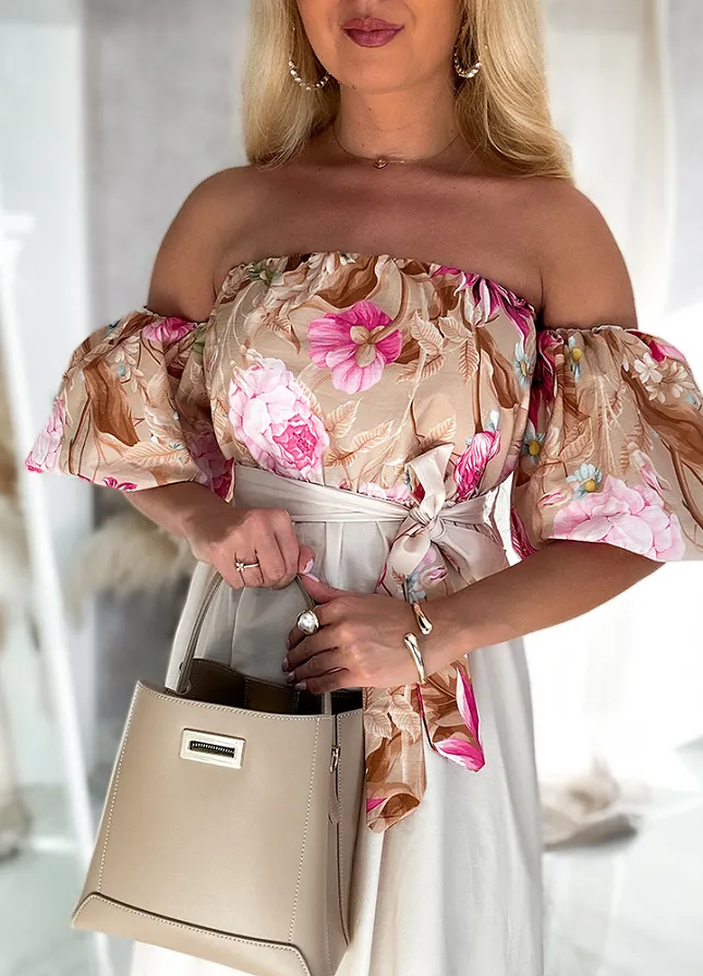 Genialna MAXI sukienka w stylu hiszpanki w piękne kwiaty - N194