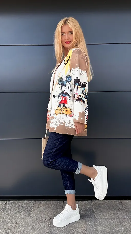 Cudowna marynarka z bajkowym motywem OVERSIZE - R018