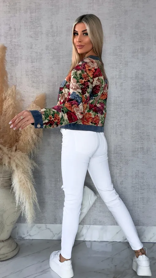 Ekskluzywna kurtka KATANA w kolorowe kwiaty - R680