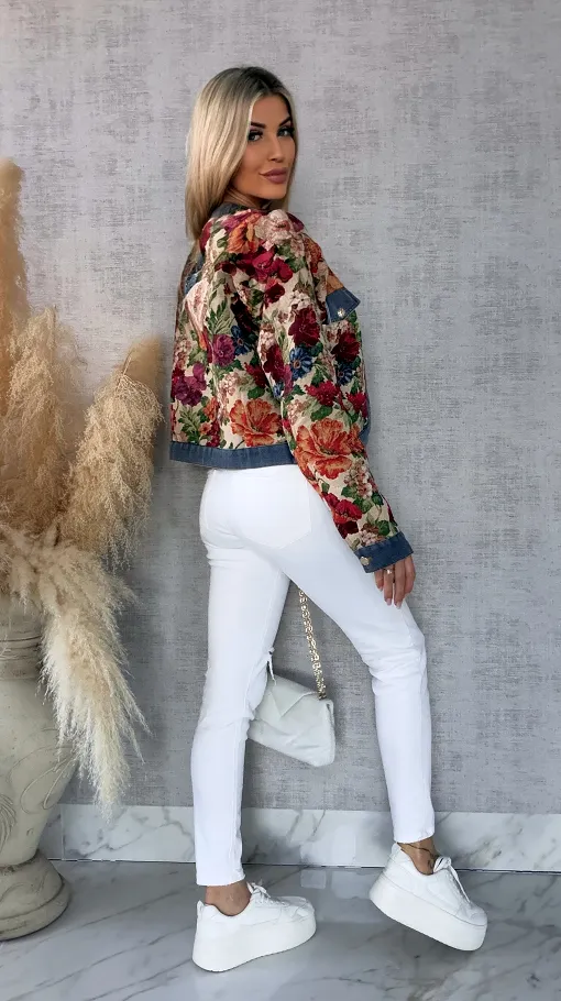 Ekskluzywna kurtka KATANA w kolorowe kwiaty - R680