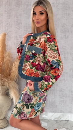 Ekskluzywna kurtka KATANA w kolorowe kwiaty - R680