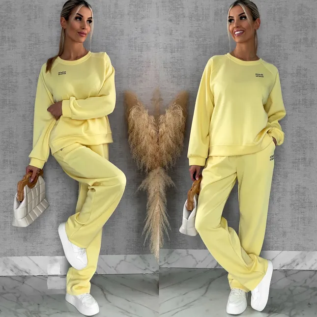 Żółty dres MIN MIN bluza + spodnie one size - R666B