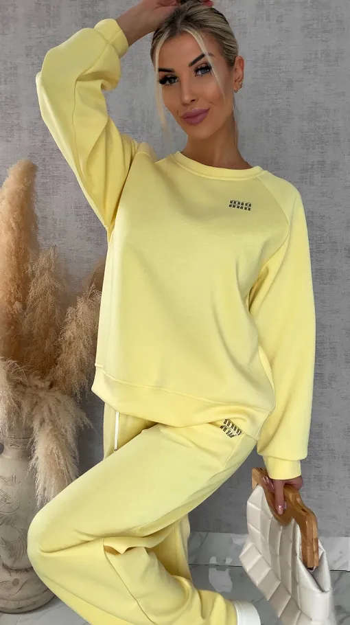 Żółty dres MIN MIN bluza + spodnie one size - R666B