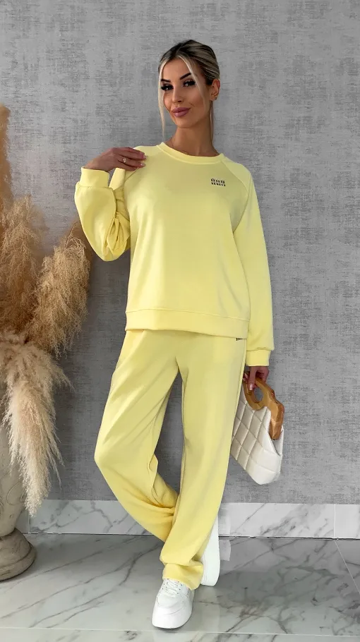 Żółty dres MIN MIN bluza + spodnie one size - R666B