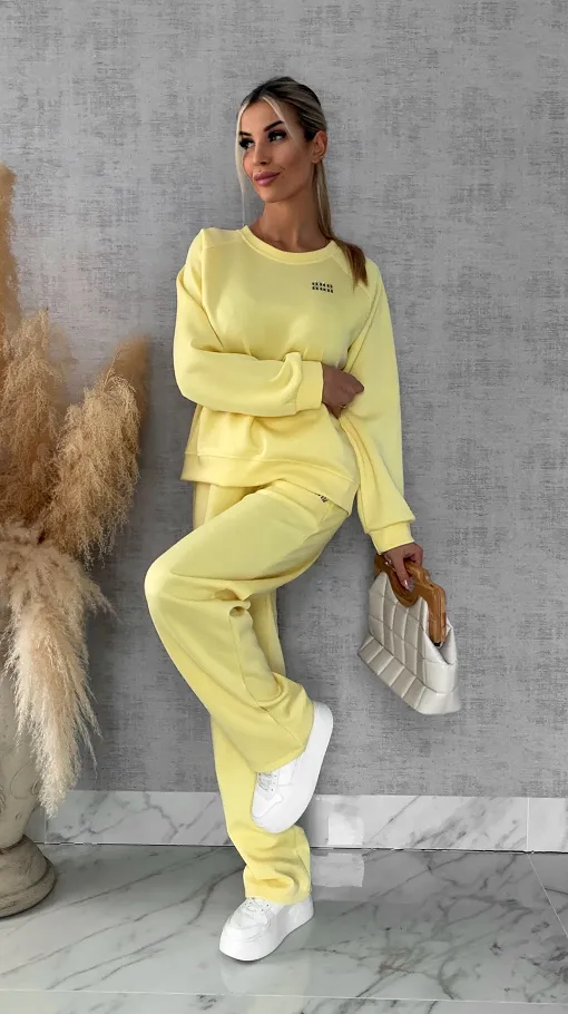 Żółty dres MIN MIN bluza + spodnie one size - R666B