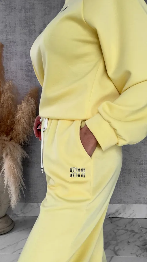 Żółty dres MIN MIN bluza + spodnie one size - R666B